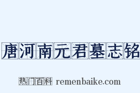 唐河南元君墓志铭是什么意思的图片